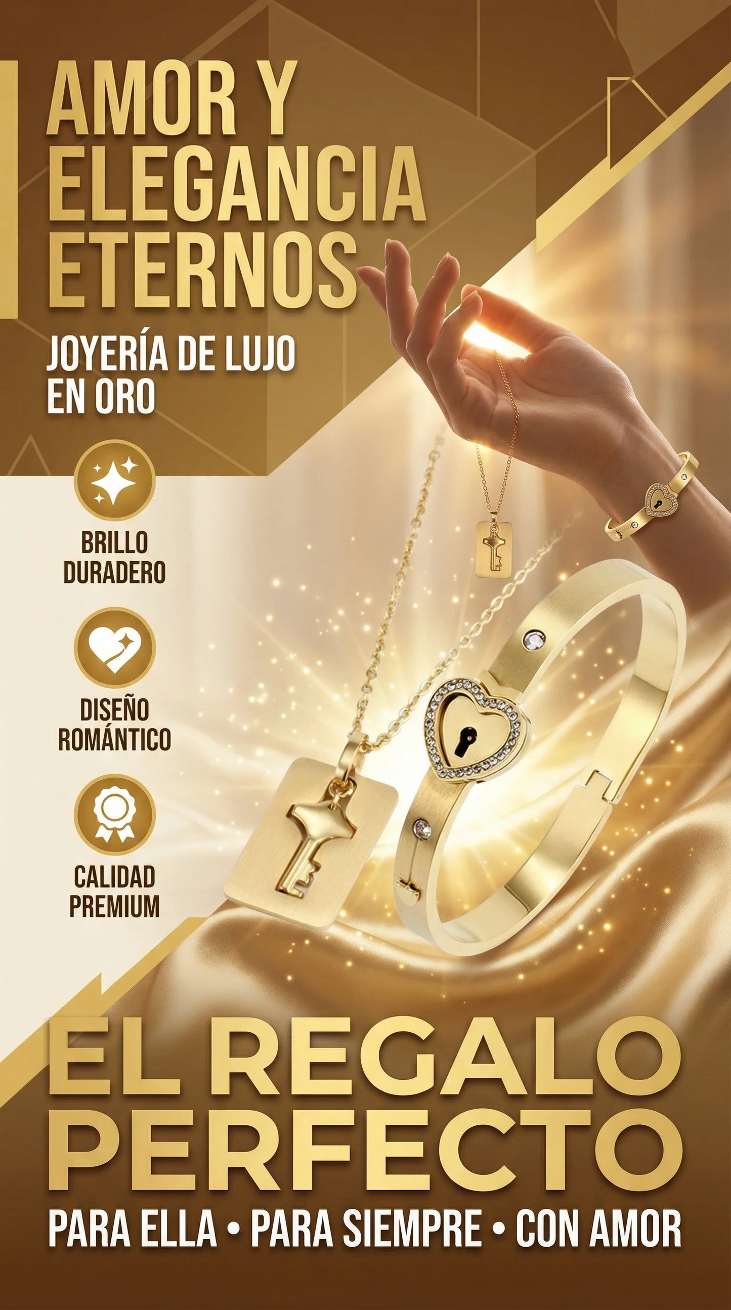 Pulsera y Collar de Amor Eterno - Candado y Llave + CAJA DE REGALO